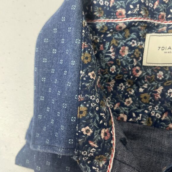 7 Diamonds Shirt Men Large Blue Button Down Geometric Innervisions SMK-6092 - Picture 13 of 15
